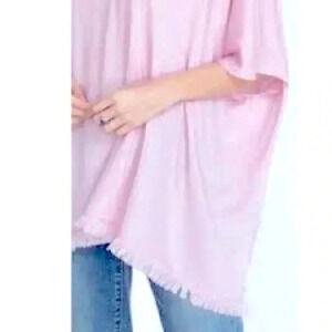Johnny Was Beachy Boho Flowy Pale Pink Poncho